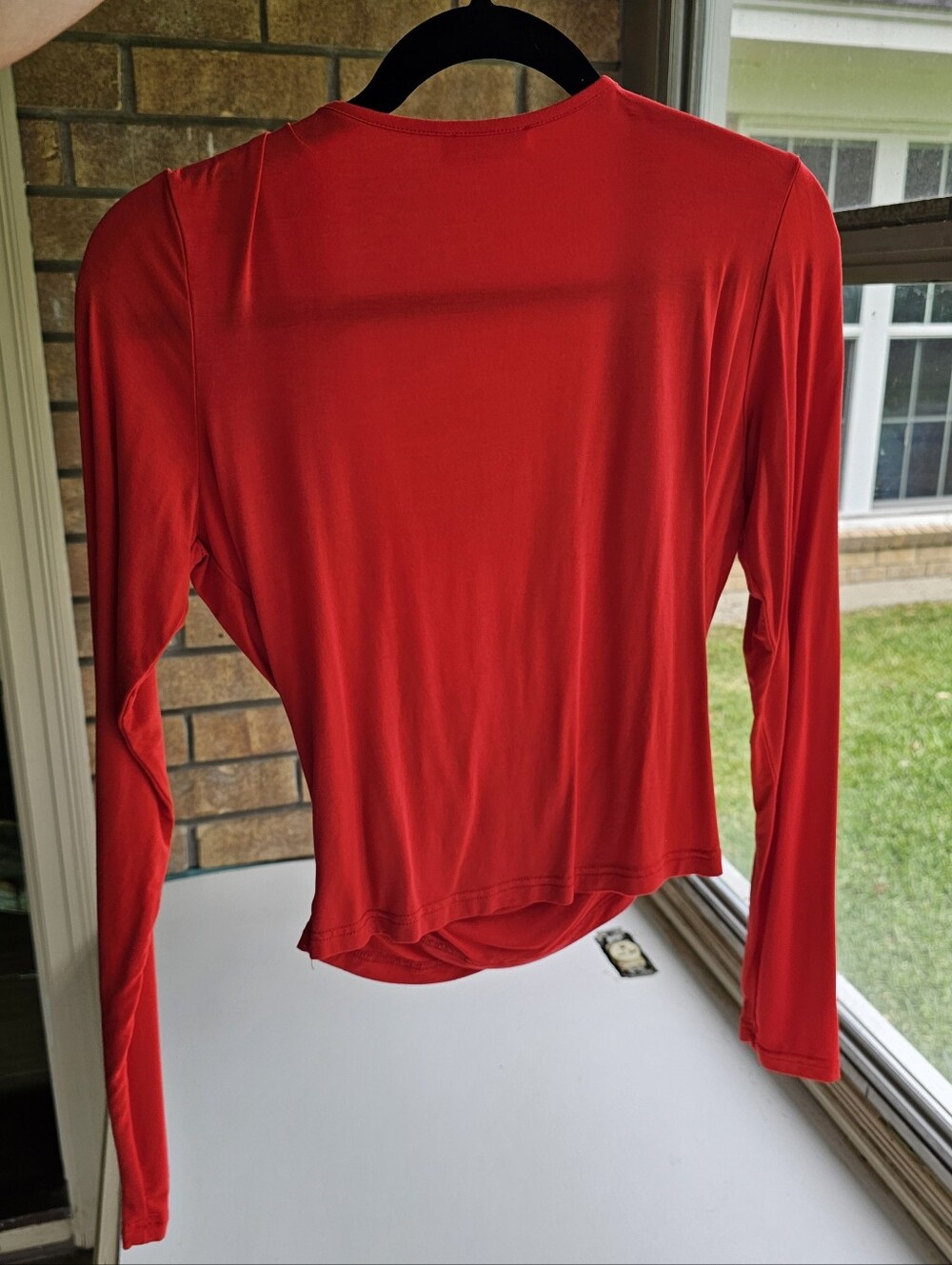 VETIOR Deep V Neck Long Sleeve Faux Wrap Crop Top - Women's Size Medium - Picture 2 of 10